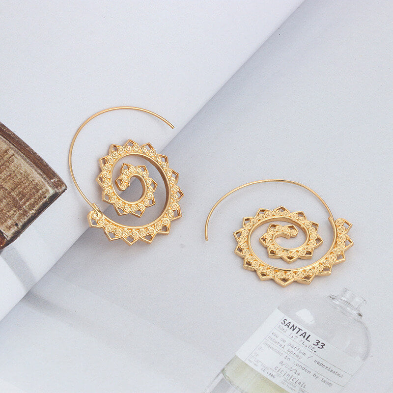 Créoles Hippie Spirales - Grandes Boucles d'Oreilles Tendance