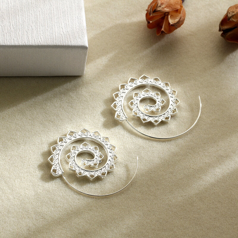 Créoles Hippie Spirales - Grandes Boucles d'Oreilles Tendance