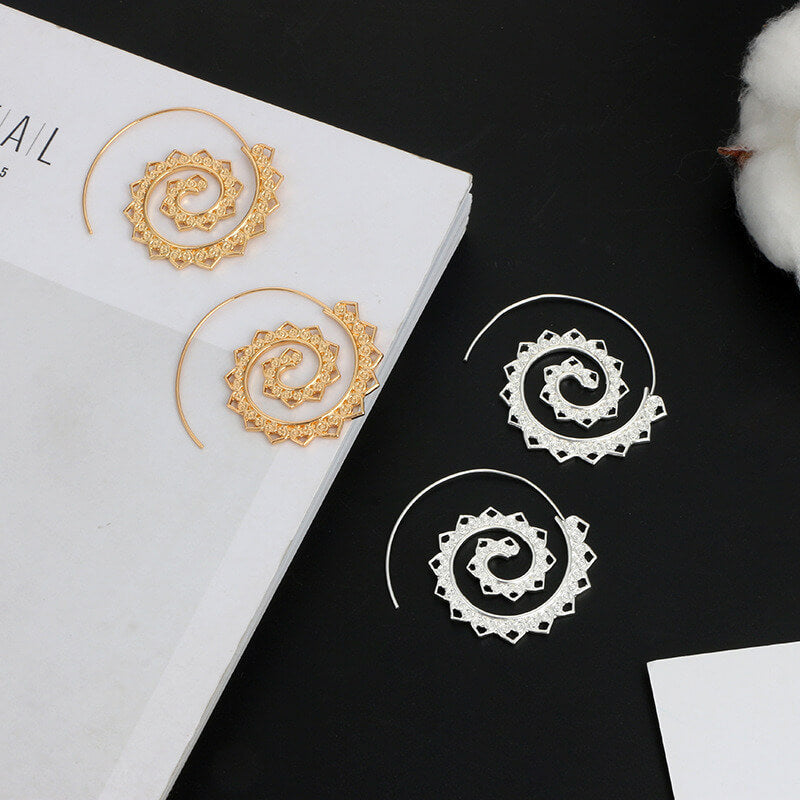 Créoles Hippie Spirales - Grandes Boucles d'Oreilles Tendance