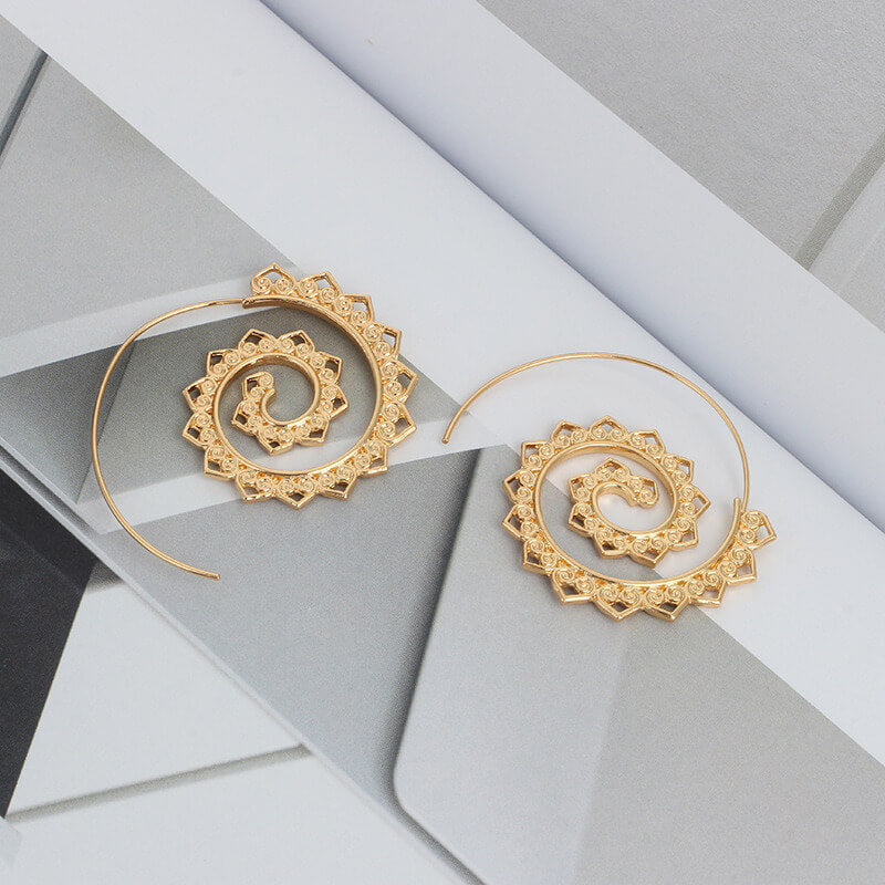 Créoles Hippie Spirales - Grandes Boucles d'Oreilles Tendance