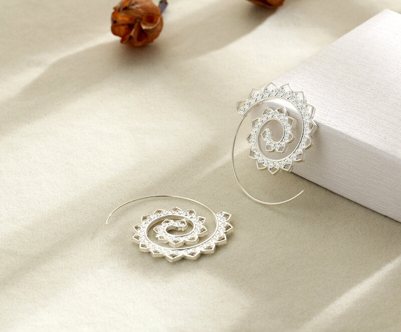 Créoles Hippie Spirales - Grandes Boucles d'Oreilles Tendance