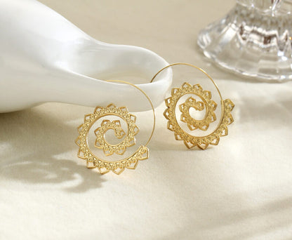 Créoles Hippie Spirales - Grandes Boucles d'Oreilles Tendance