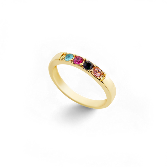 Bague empilable avec pierres de naissance
