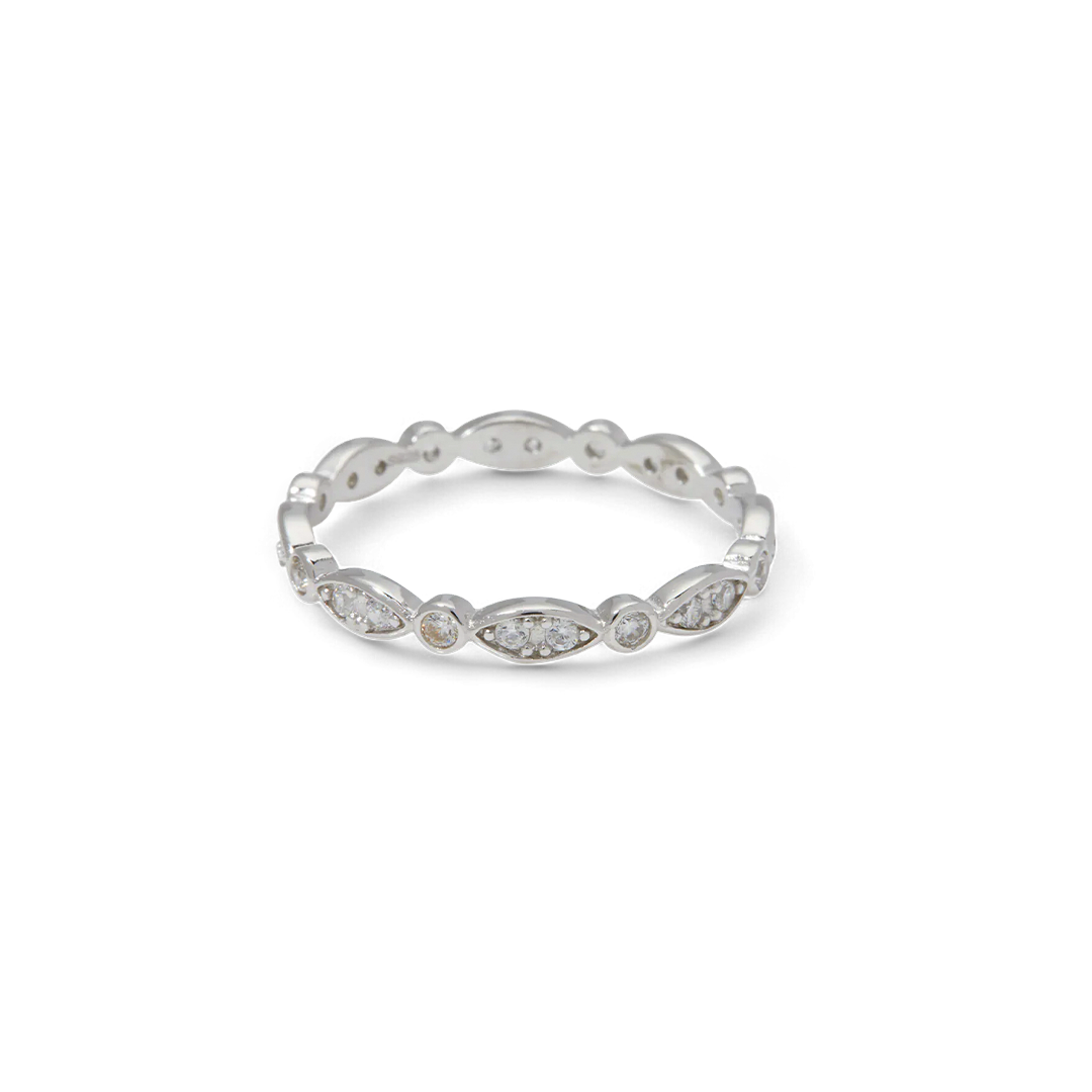 Bague marquise et à pois en argent sterling