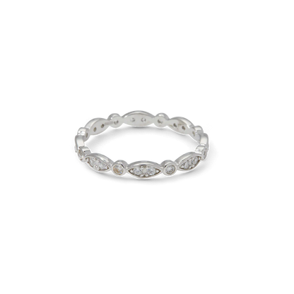 Bague marquise et à pois en argent sterling
