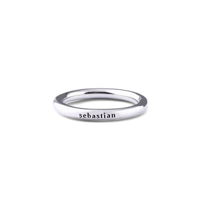 Sterling Silver Stamped Stackable Name Ring