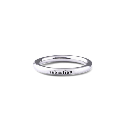 Sterling Silver Stamped Stackable Name Ring