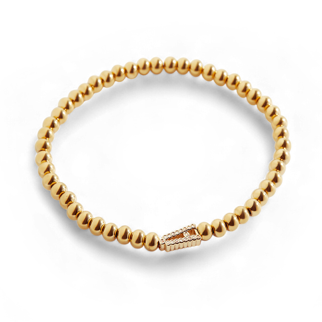 Stretch Diamond Initial Beaded Bracelet