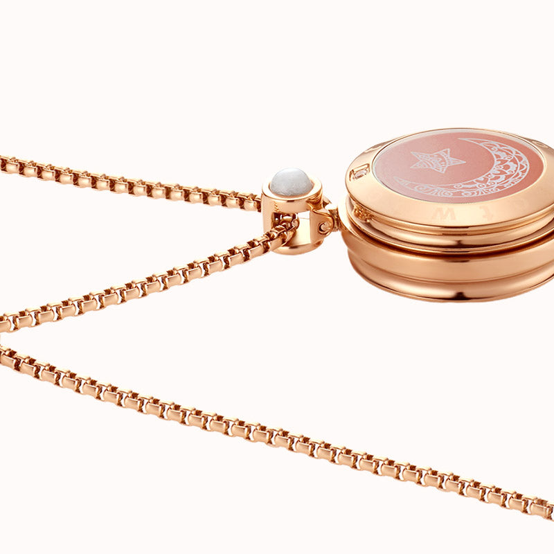 Sun & Moon Touch Necklaces with Agate (Black Sun+Rose Gold Moon)