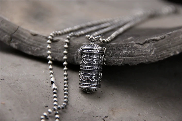 S925 Sterling Silver Retro Pendant Six-character Mantra Gawu Box Pendant