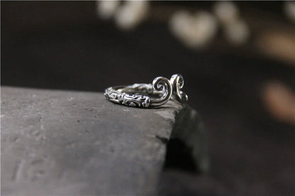 S925 Retro Thai Silver Ring Sun Wukong Tightening Spell Open Finger Ring for Men