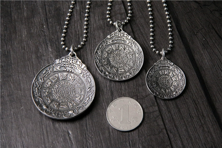 S925 Sterling Silver Jiugong Bagua Brand Pendant