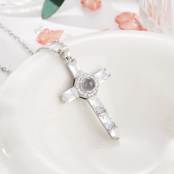 Benutzerdefinierte Foto Halskette Kreuz Gedenkgeschenke