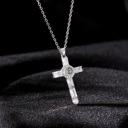Benutzerdefinierte Foto Halskette Kreuz Gedenkgeschenke