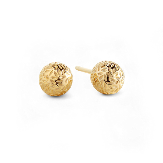 Clous d'oreilles boules dorées texturées