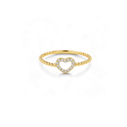 Bague en forme de cœur avec petite pierre précieuse