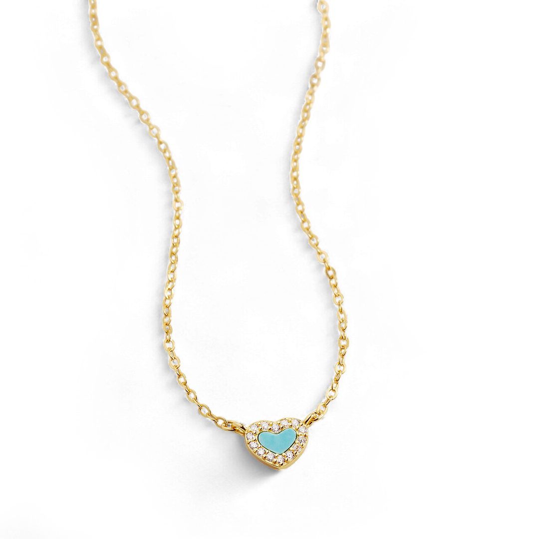 Petit tour de cou en forme de cœur turquoise