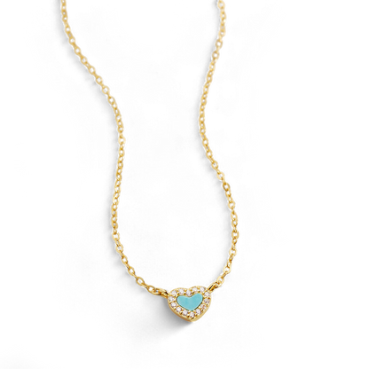 Petit tour de cou en forme de cœur turquoise