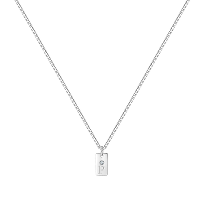 Zierliche Pavé-Halskette mit Initialenanhänger