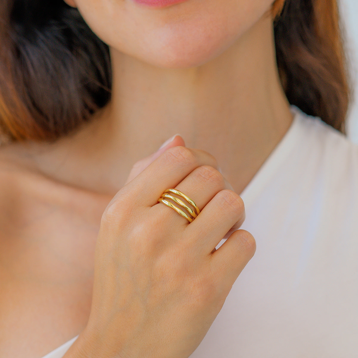 Bague triple en or vermeil