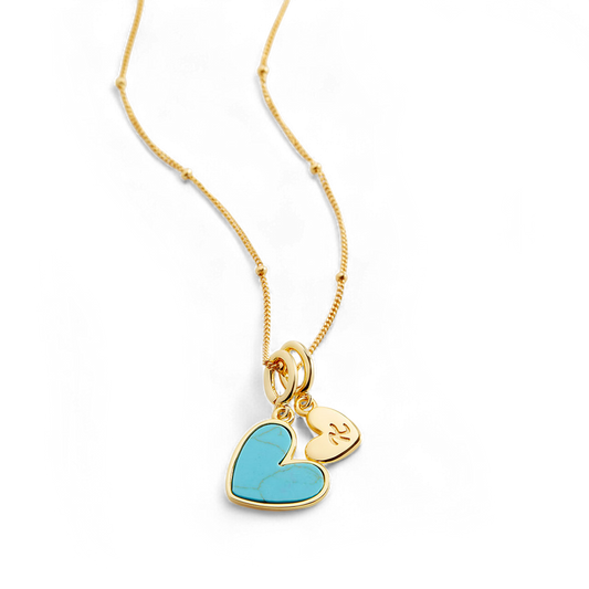 Turquoise Initial Heart Necklace