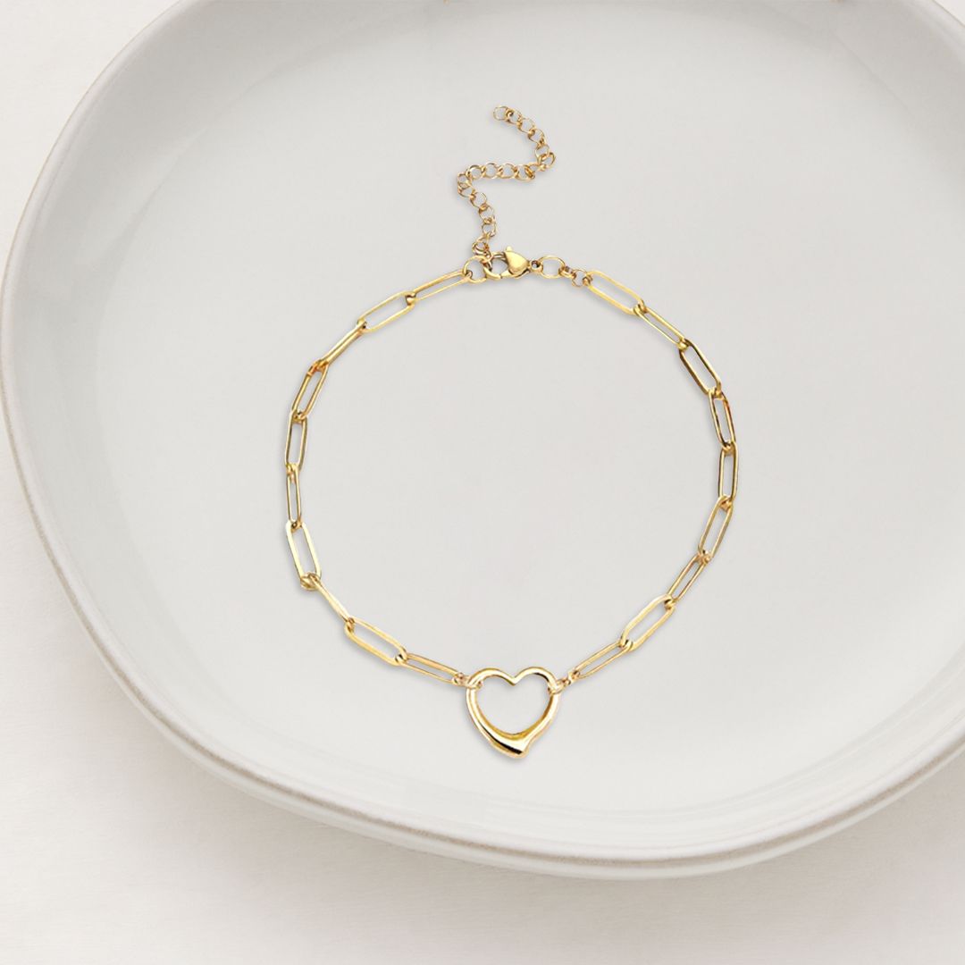 Bracelet chaîne trombone cœur ouvert