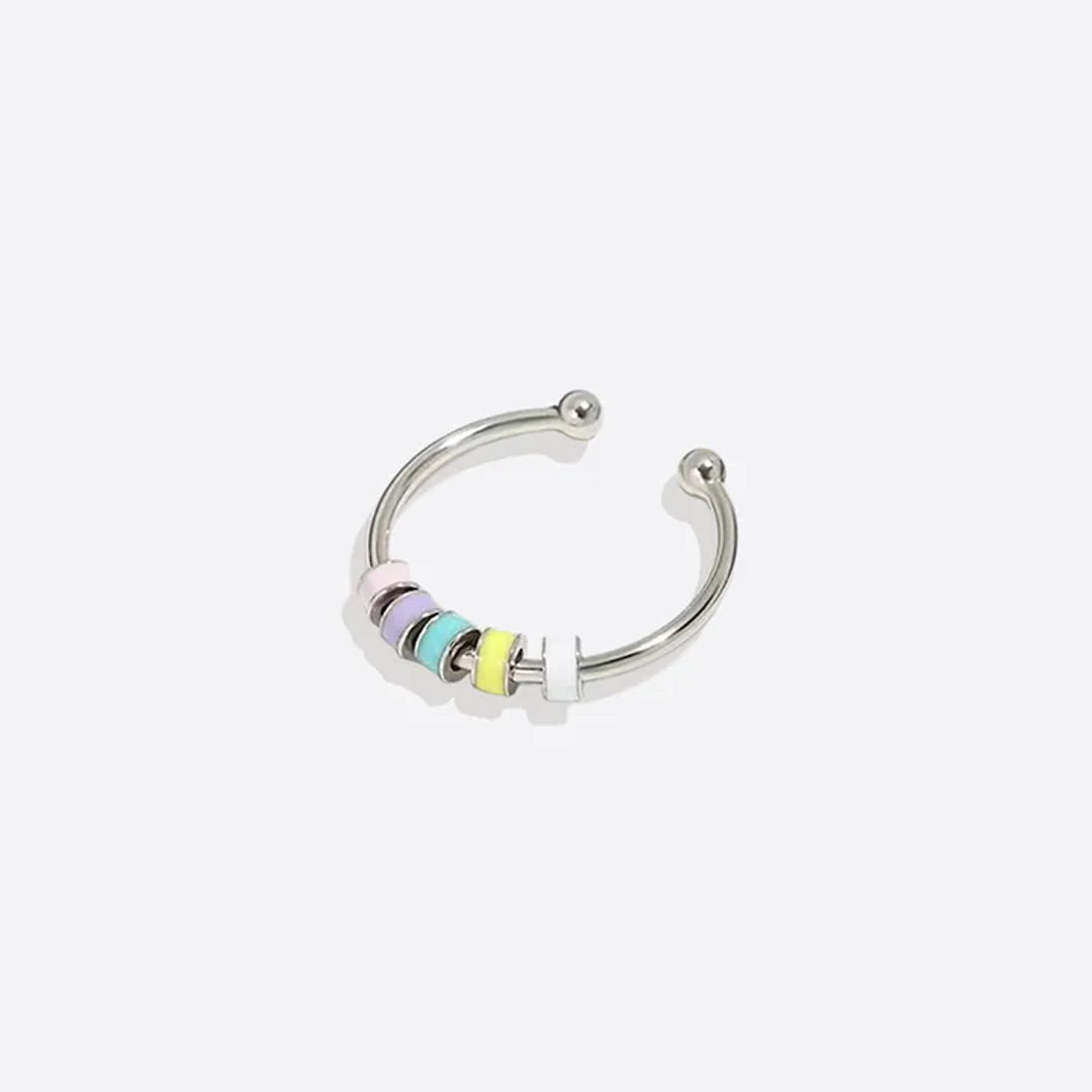 Spinnender Zappelring mit Emaille-Perlen