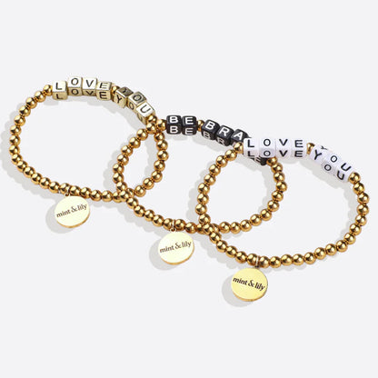 Bracelet d'amitié personnalisé en perles d'or imperméables