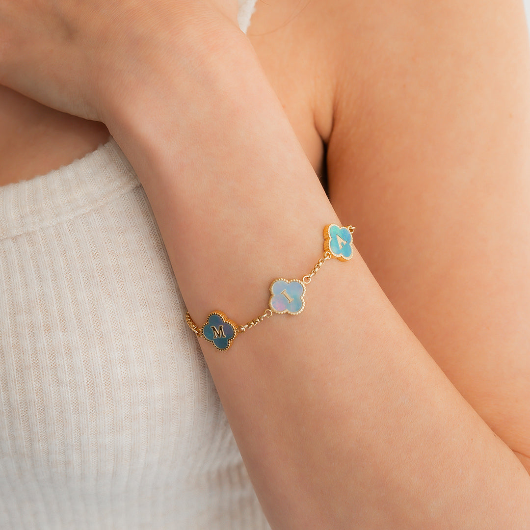 Colorful Clover Custom Name Bracelet