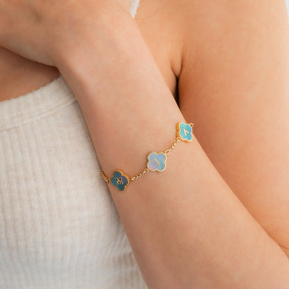 Colorful Clover Custom Name Bracelet