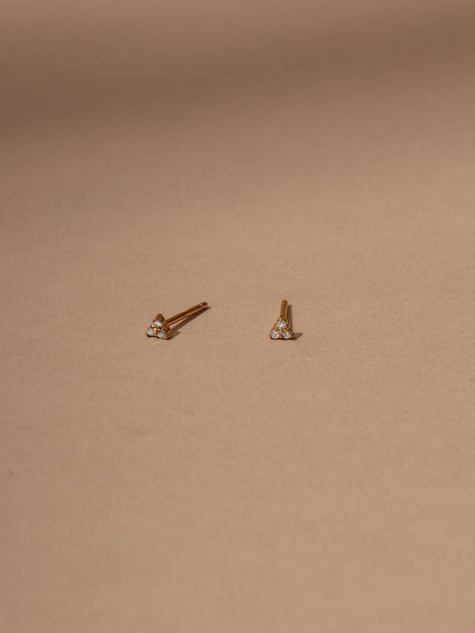 Triangle Diamond Vermeil Stud Earrings