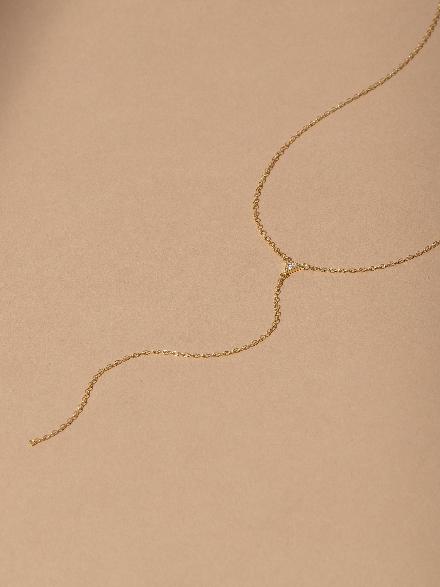 Triangle Diamond Vermeil Lariat Necklace
