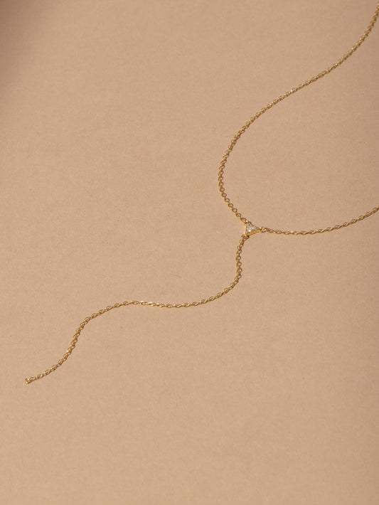 Collier Lariat Triangle Diamant Vermeil