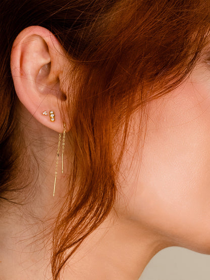 Chain and Bar Vermeil Thread Earrings