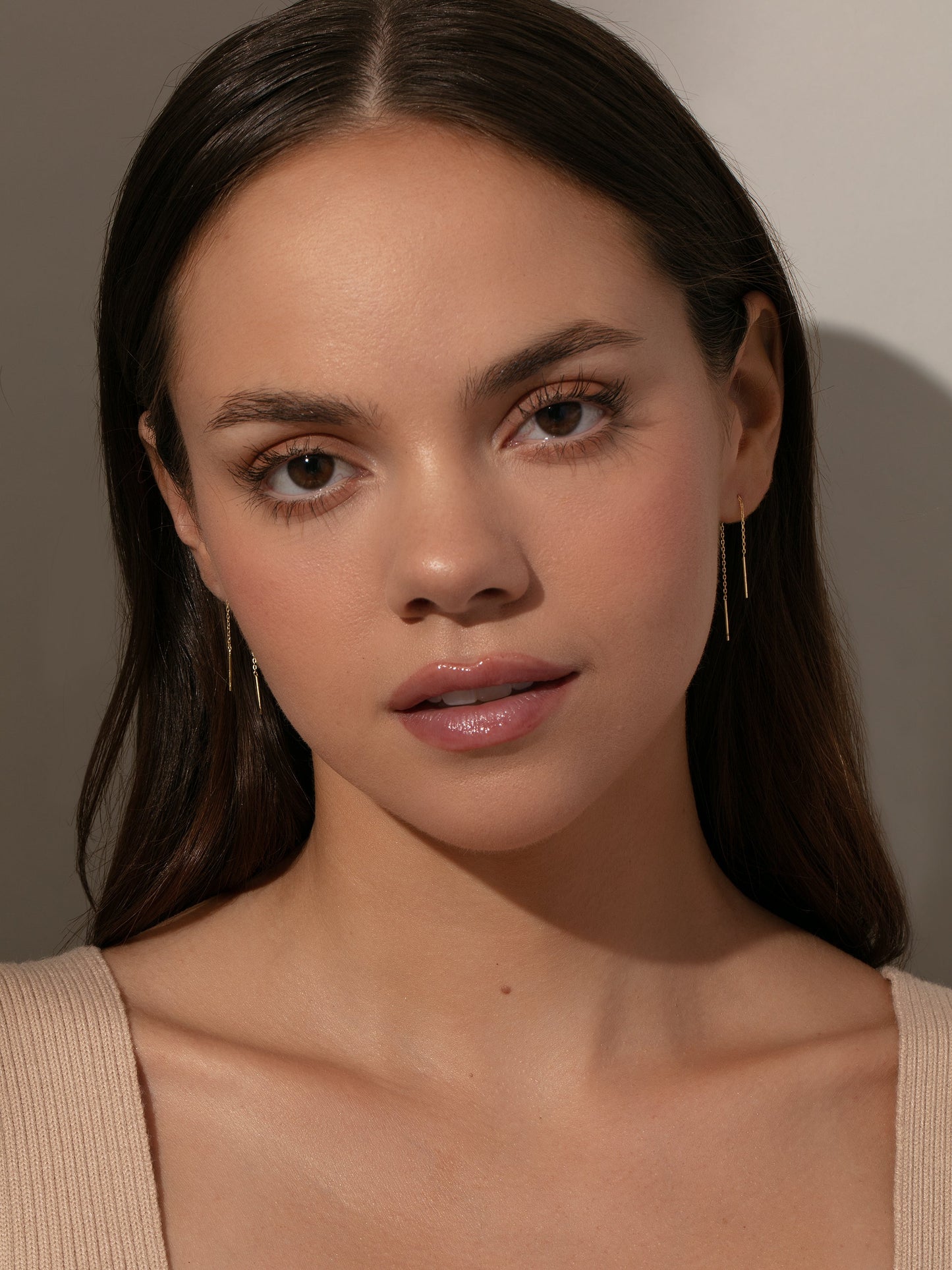 Chain and Bar Vermeil Thread Earrings