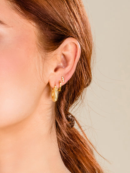 Triple Diamond Vermeil Stud Earrings