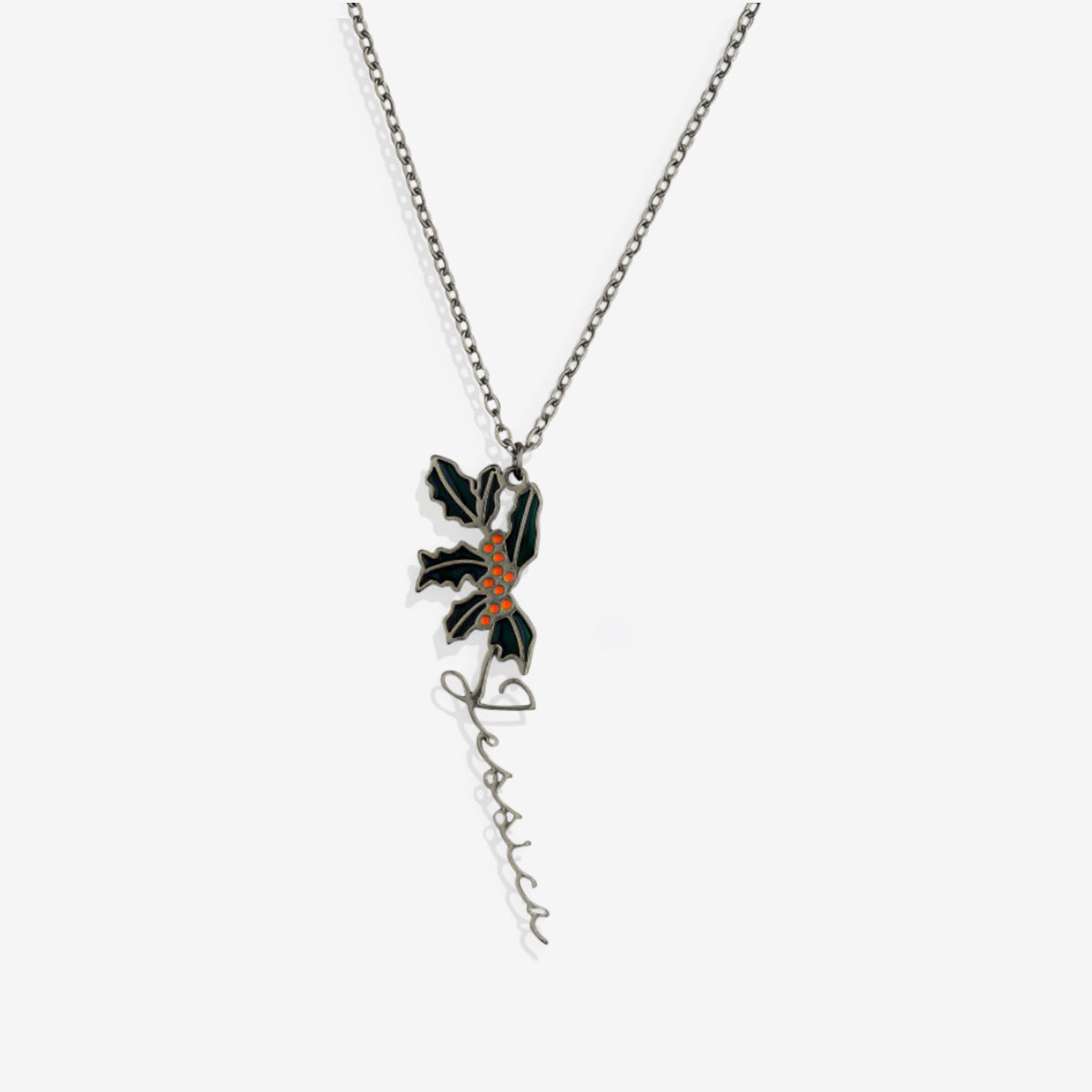 Collier avec nom de fleur de naissance aquarelle