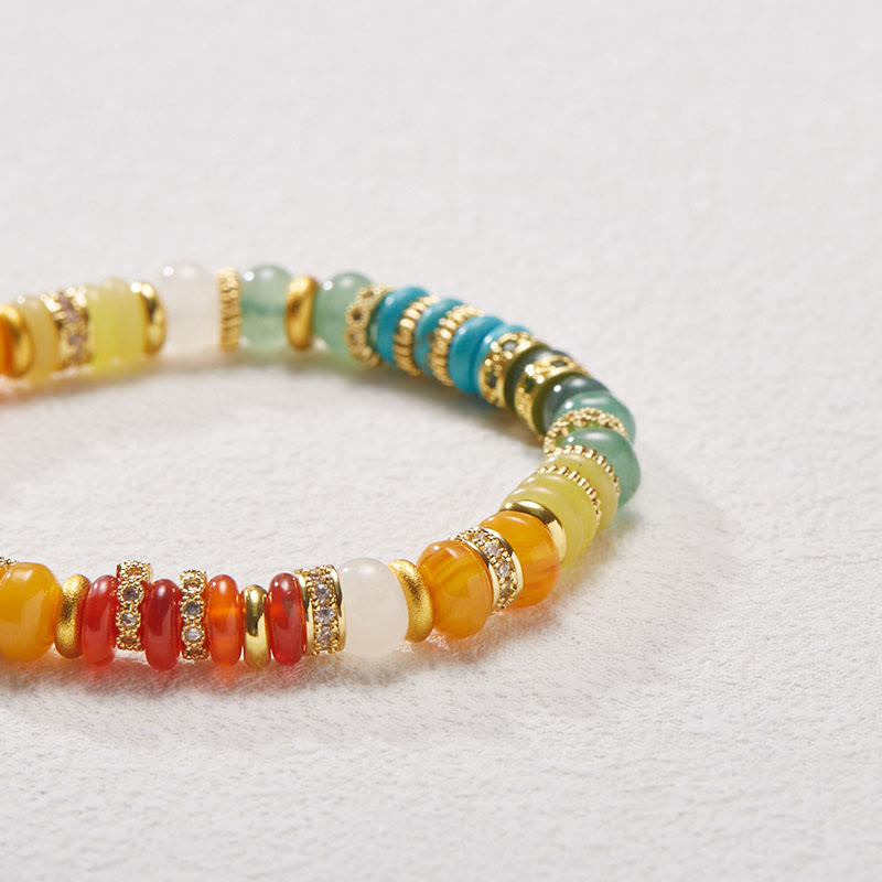 Buddha Stones Natürlicher roter Achat Jade Regenbogen Selbstvertrauensarmband 