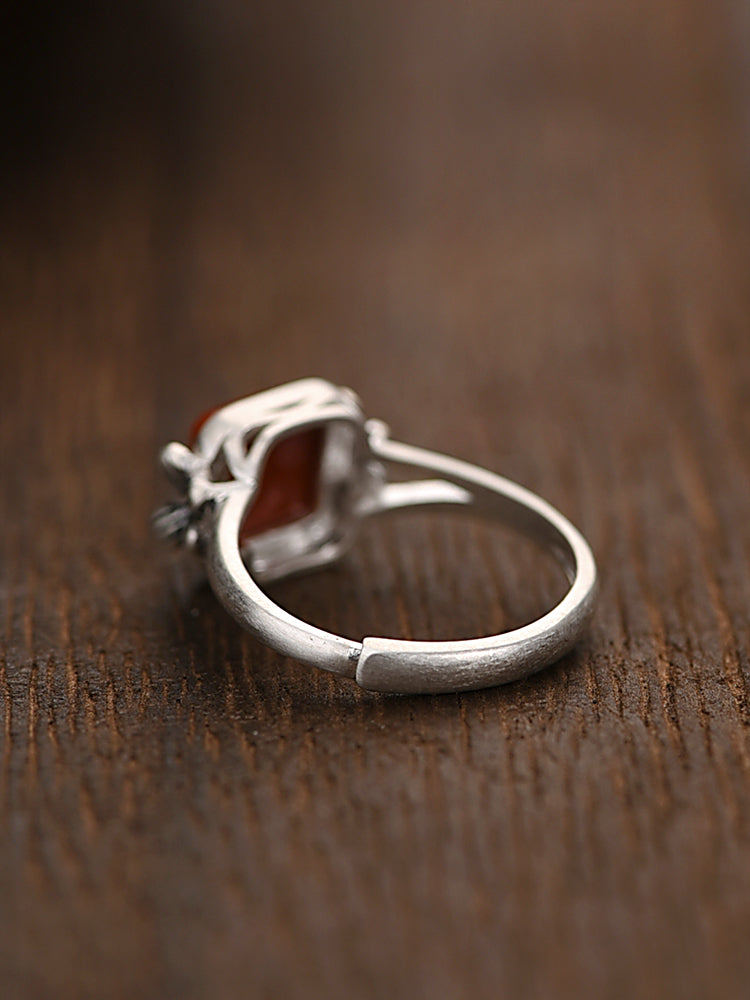 Kleiner quadratischer Nanhong-Ring aus 925er Silber (Damen)