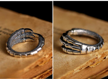 Adjustable Vintage 925 Silver Dragon Claw Ring