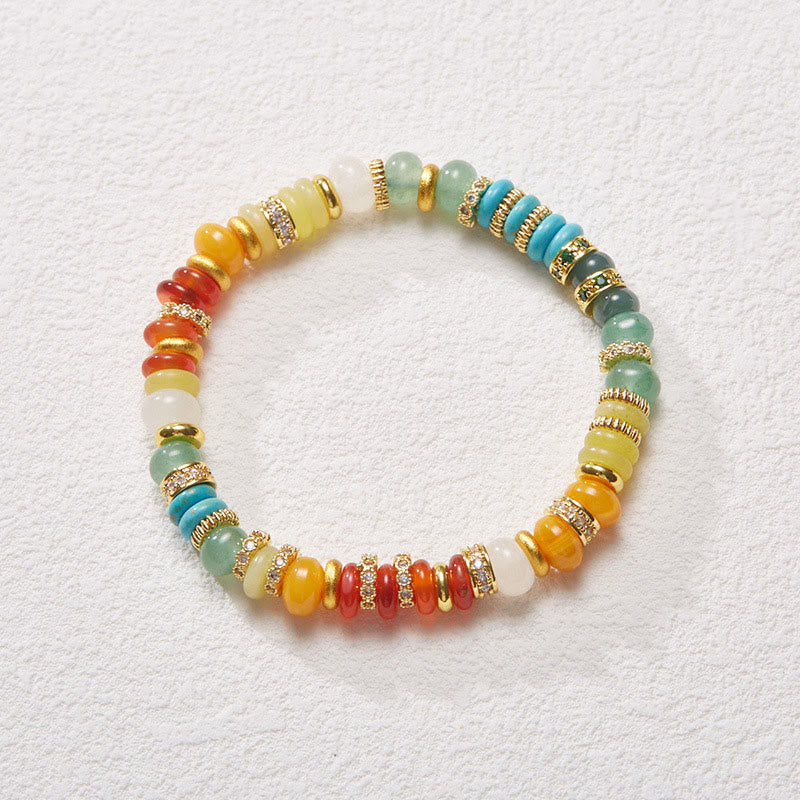 Buddha Stones Natürlicher roter Achat Jade Regenbogen Selbstvertrauensarmband 