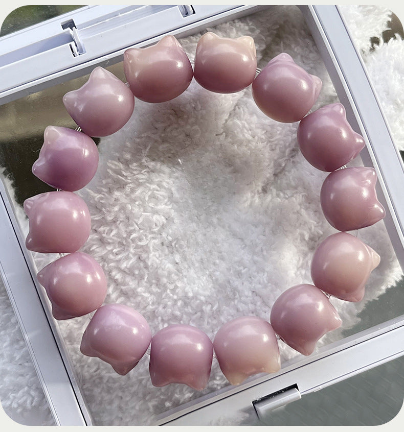 16mm Adorable Cat Head Bodhi Bracelet (Available in Multiple Colors)