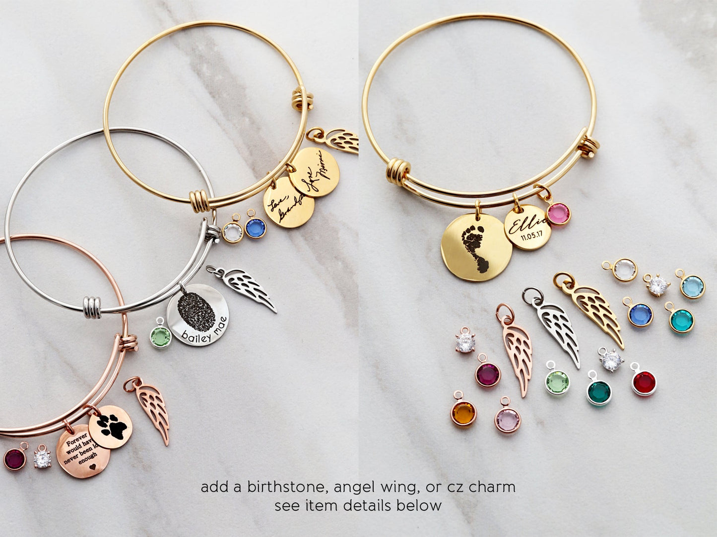 Bracelet jonc à empreinte de patte réelle