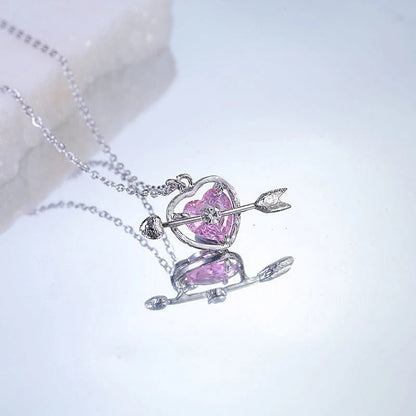 Angel Peach Heart  Necklace