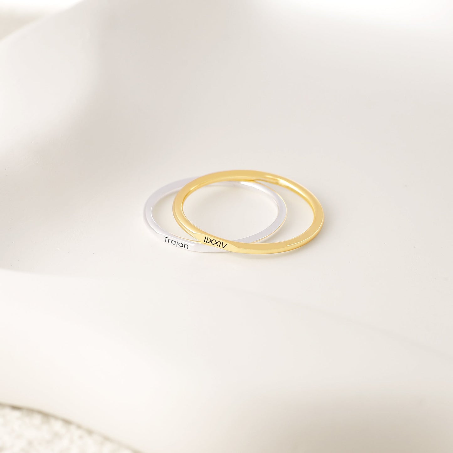 Sterling Silver Flat Top Super Tiny Stackable Name Ring