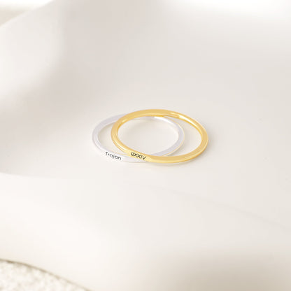 Sterling Silver Flat Top Super Tiny Stackable Name Ring