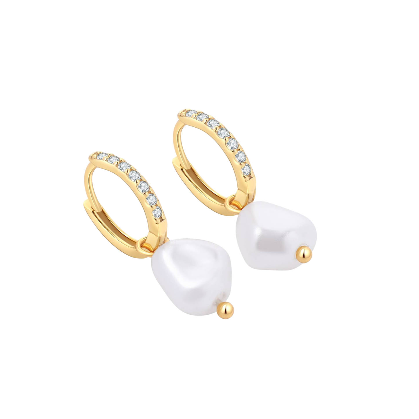 Boucles d'oreilles créoles pavées de perles d'eau douce