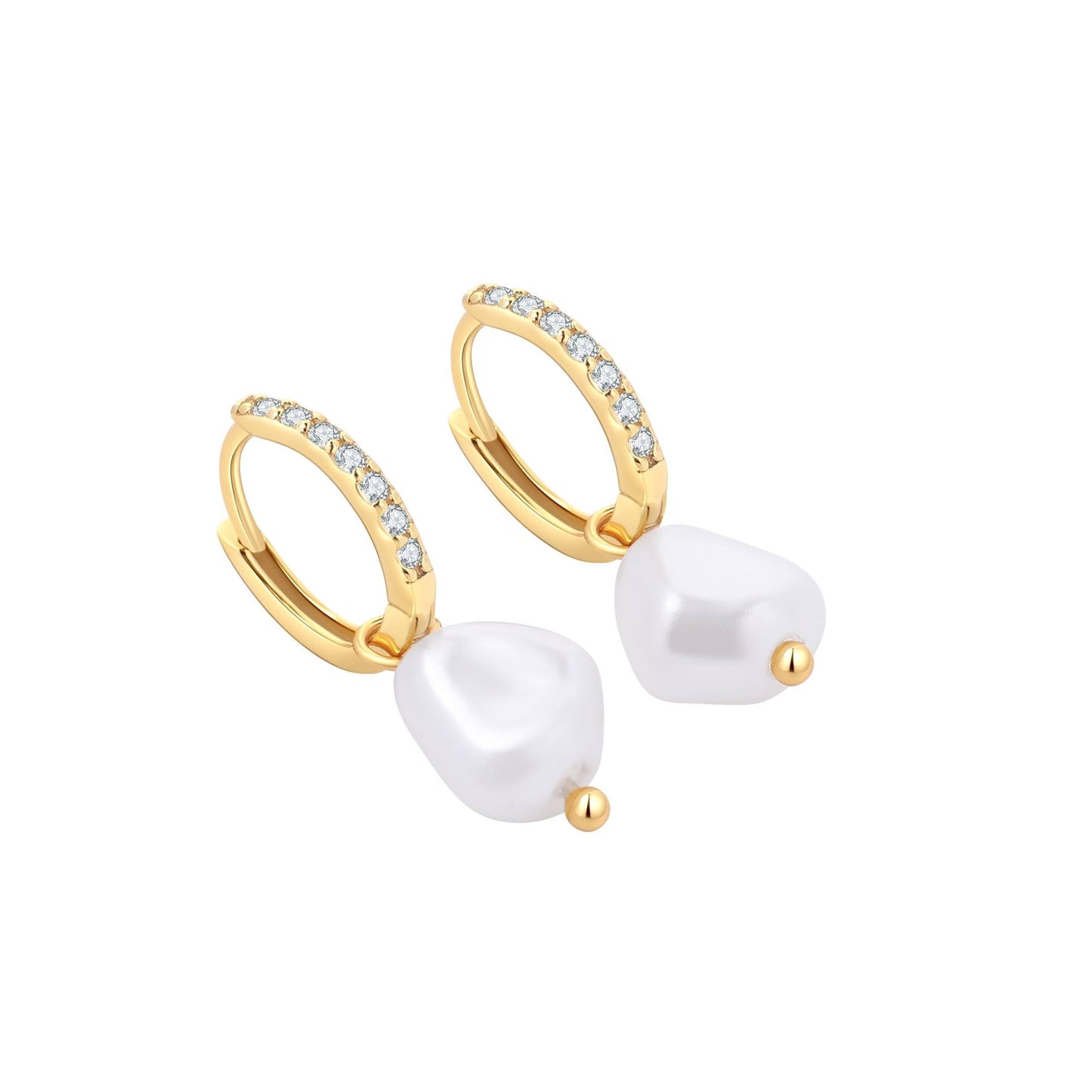 Boucles d'oreilles créoles pavées de perles d'eau douce