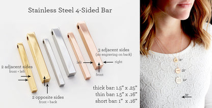 4 Sided Bar Necklace | Short Bar