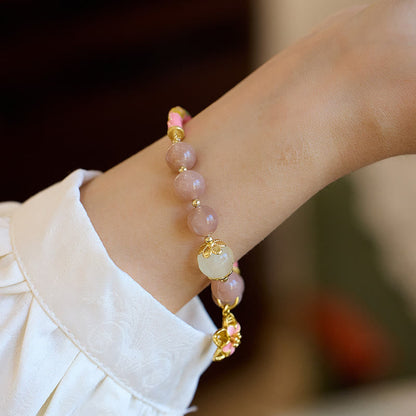 Bracelet jonc en jade et soie dorée, pierre naturelle de soleil, breloque en forme de fleur de Bouddha 